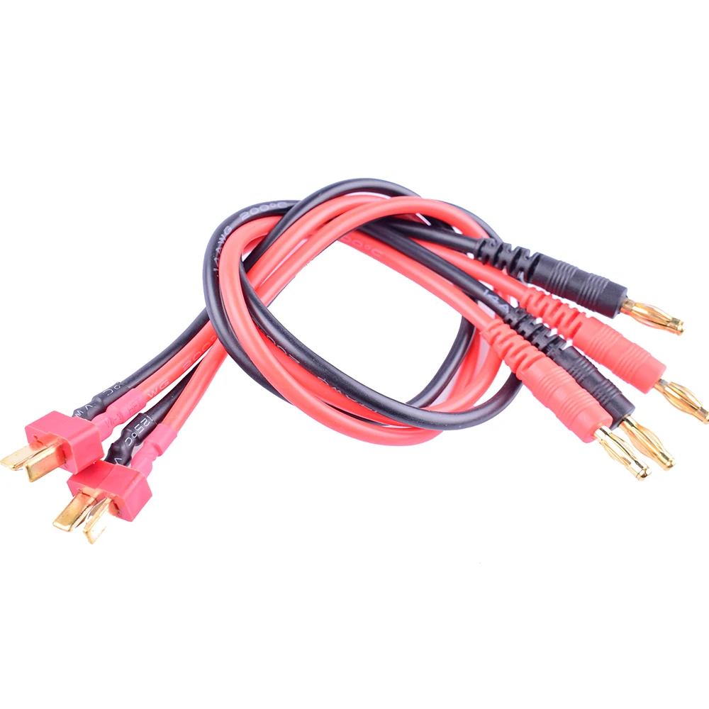 2PCS Male Deans Or T Plug to 4mm Banana Plug Charger Lead Or Battery Cable with 14AWG 11.8"