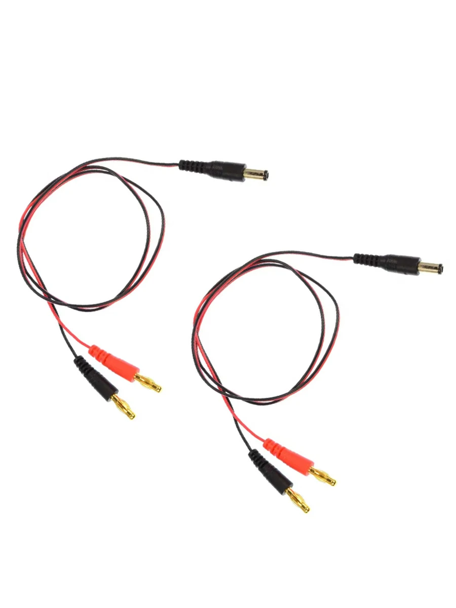 2Pcs Transmitter Charge Lead Futaba TX 5.5mmx 2.5mm DC Plug to 4mm Gold Plated Banana Plugs 22awg 30cm